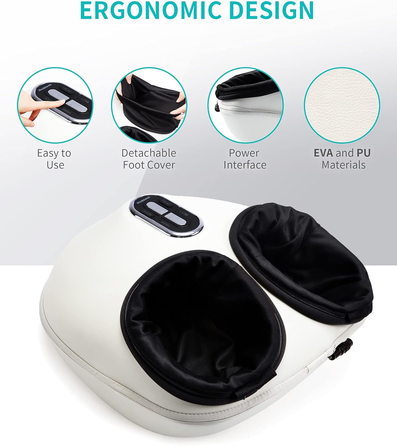 Nekteck Shiatsu Foot Massager Machine with Soothing Heat, Deep Kneading Therapy, Air Compression, Improve Blood Circulation and Foot Wellness,Relax for Home or Office Use