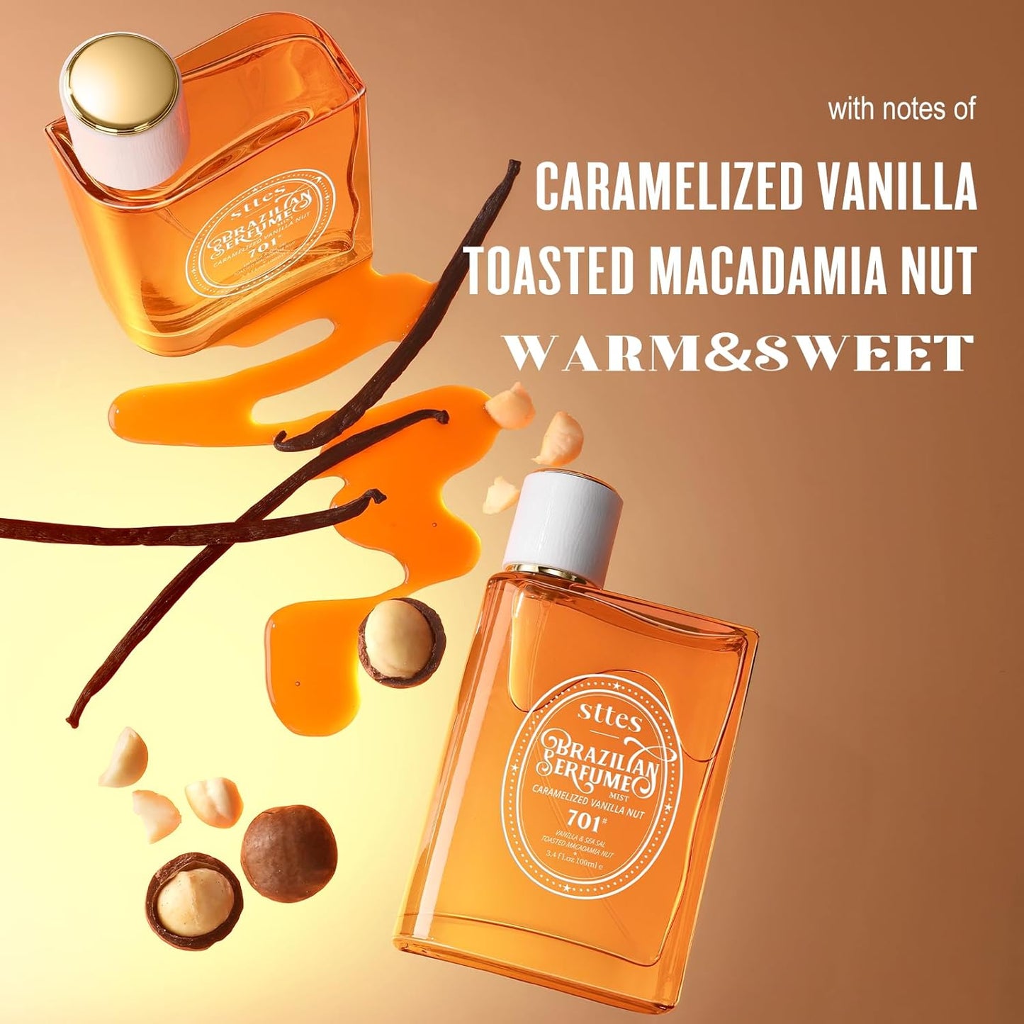 brazilian Perfume 701#（Caramel vanilla macadamia nut） - Eau De Perfume 100ml (3.4fl Oz) amber gourmet tune (Caramel vanilla+roasted macadamia nuts)