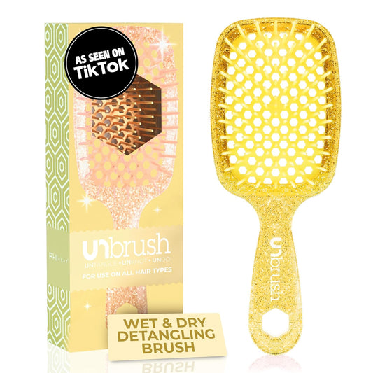 FHI Heat UNbrush Detangling Brush for Pain-Free Brushing on All Wet or Dry Hair Types — Durable DuoFlex Anti-Static Bristles, Lightweight Handle, Vented Hair Brush