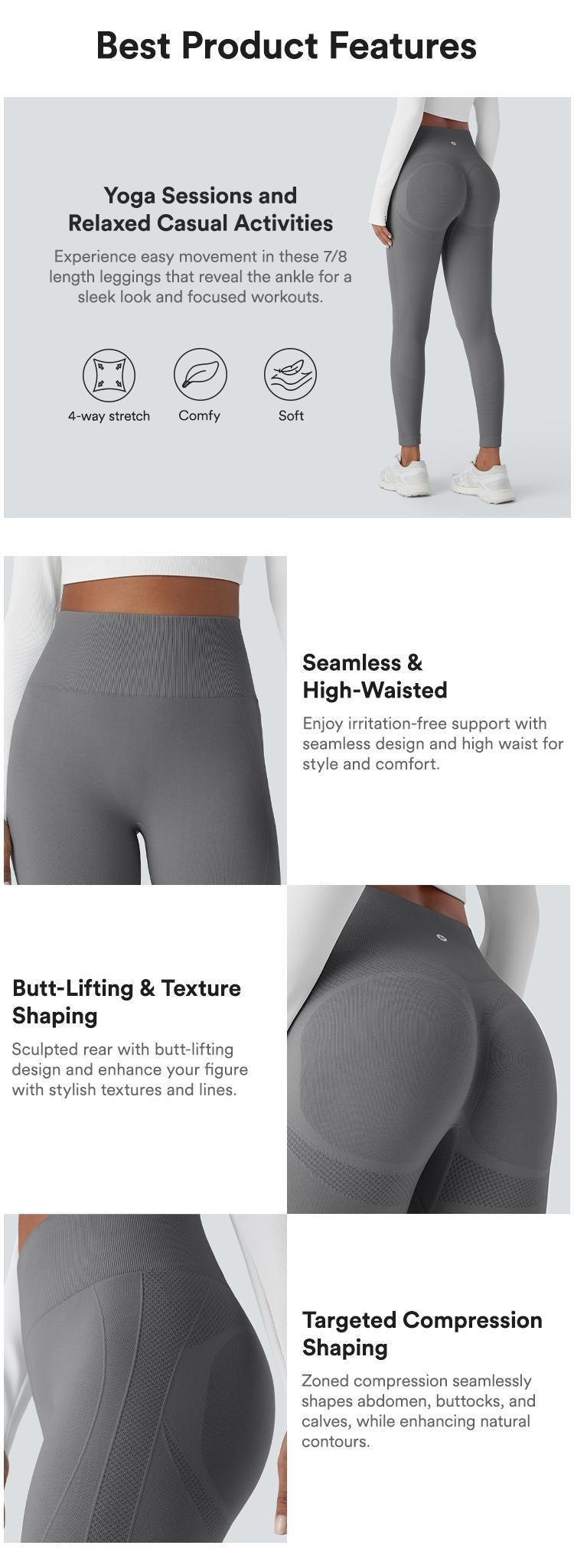 Halara Seamless Flow High Waisted Tummy Control Butt Lifting 7/8 Yoga Leggings 2-Piece